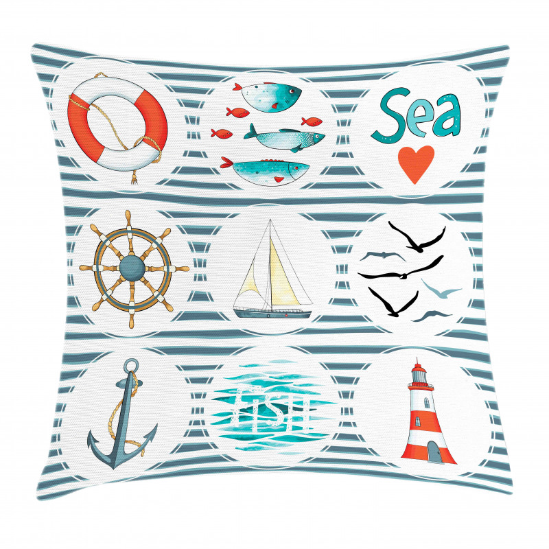 Marine Collage Pillow Cover