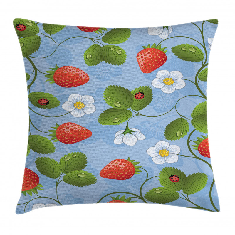 Strawberry Daisy Retro Pillow Cover