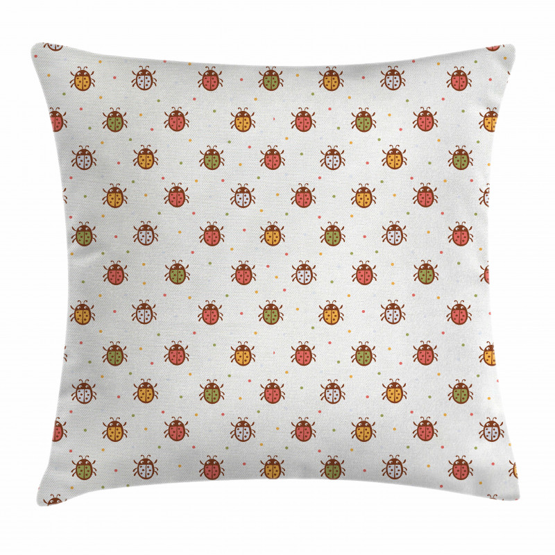 Pastel Colored Ladybugs Pillow Cover