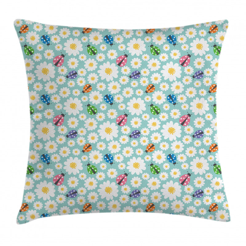 Daisies and Ladybugs Pillow Cover