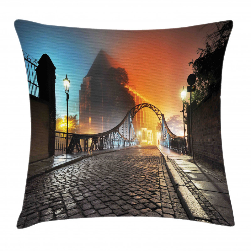 Old Town Bridge Night Pillow Cover