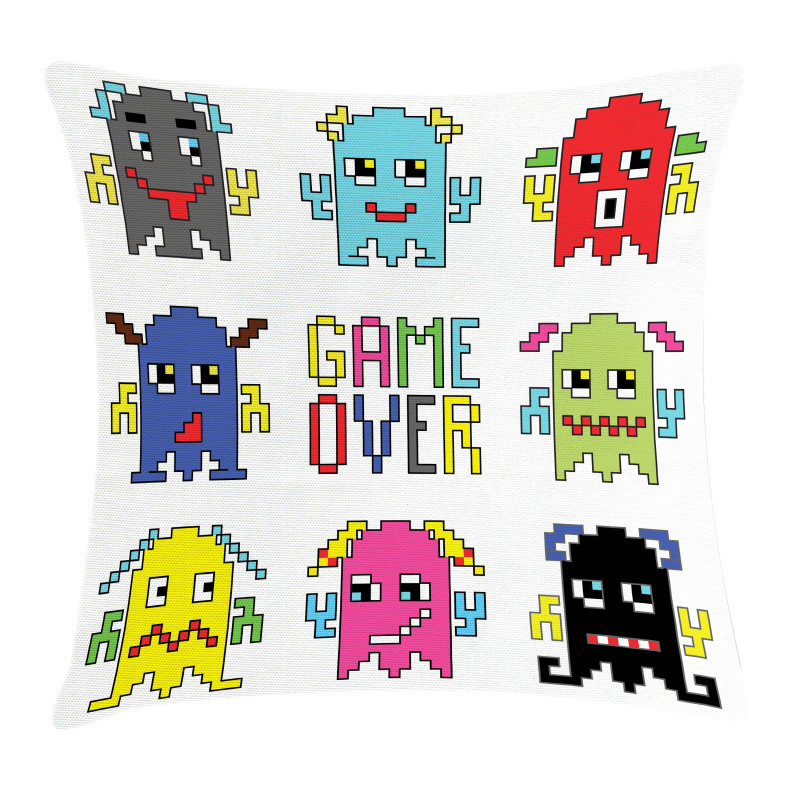 Pixel Robot Emotion Pillow Cover