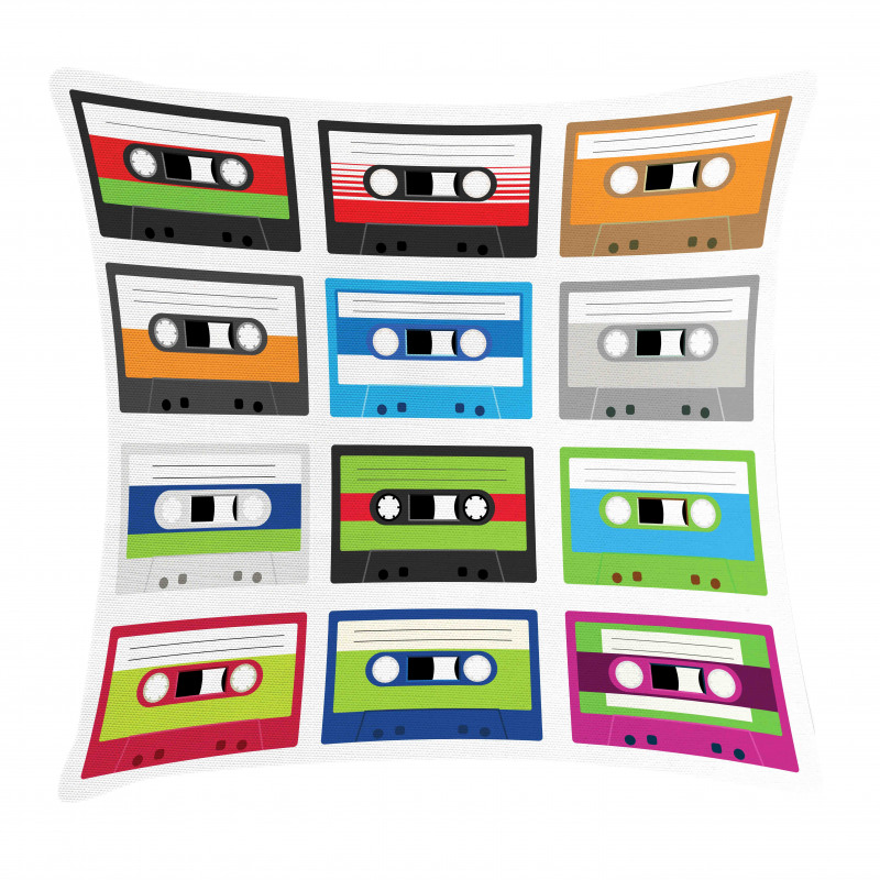 Retro Cassette Collage Pillow Cover
