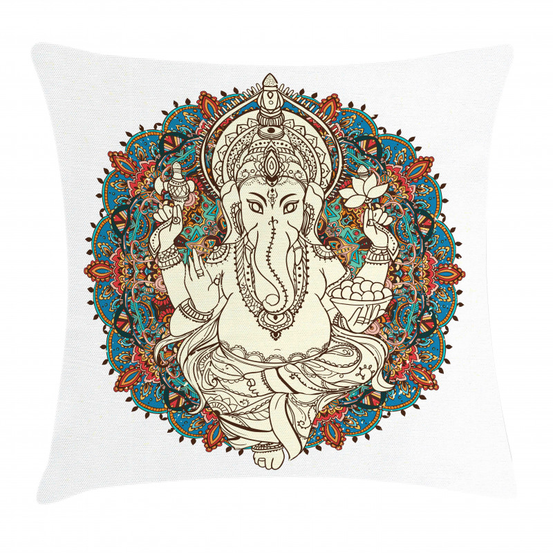 Asian Elephant Blossoms Pillow Cover