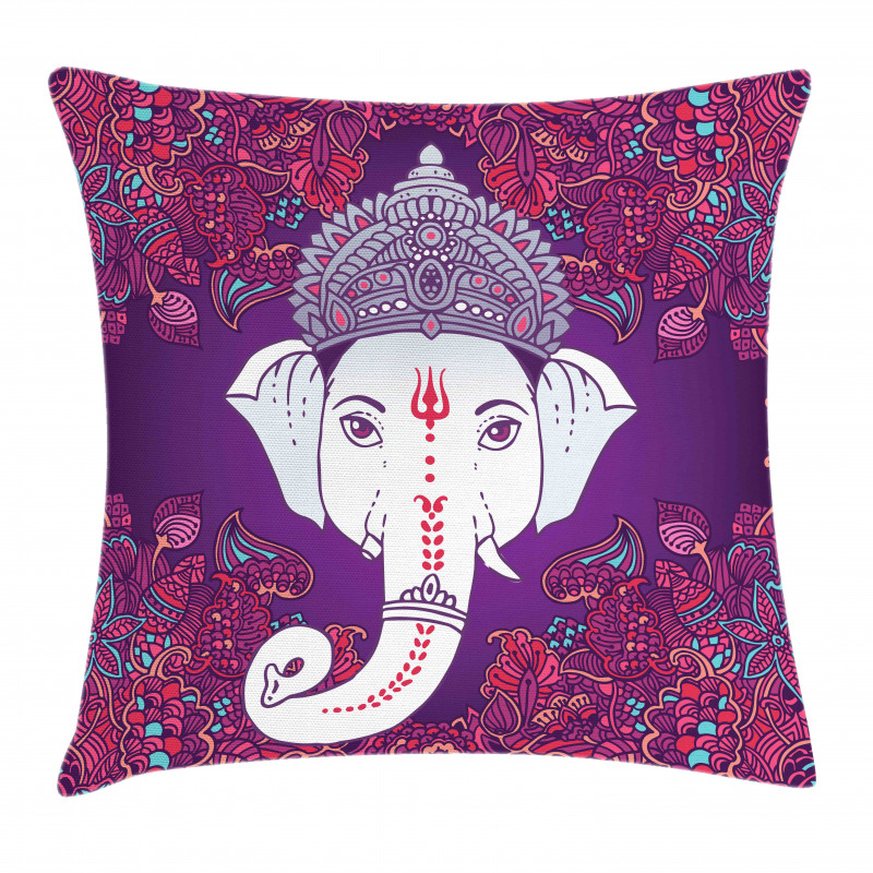 Elephant Floral Design Pillow Cover