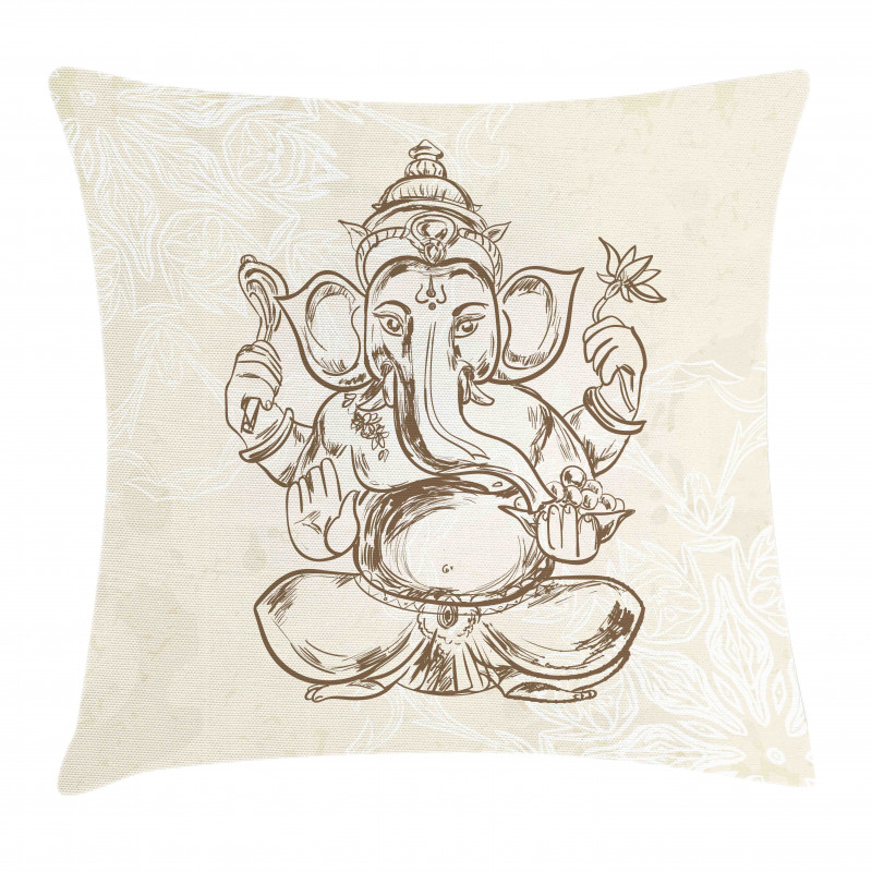 Elephant Artful Sketch Pillow Cover