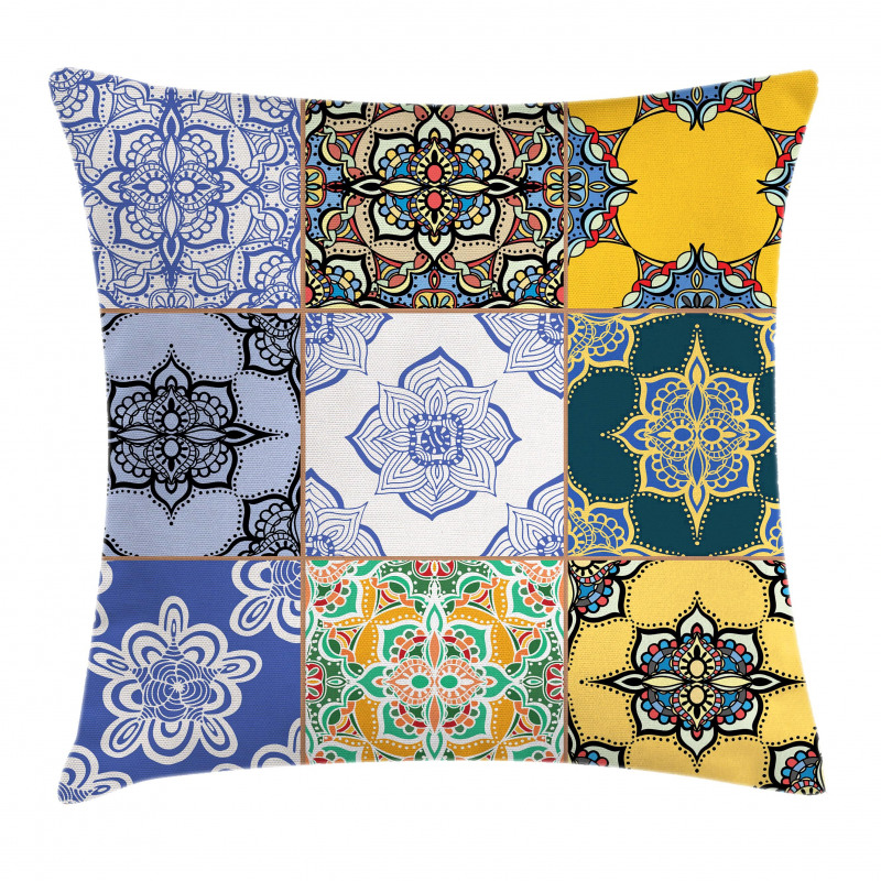 Boho Portugese Tiles Pillow Cover