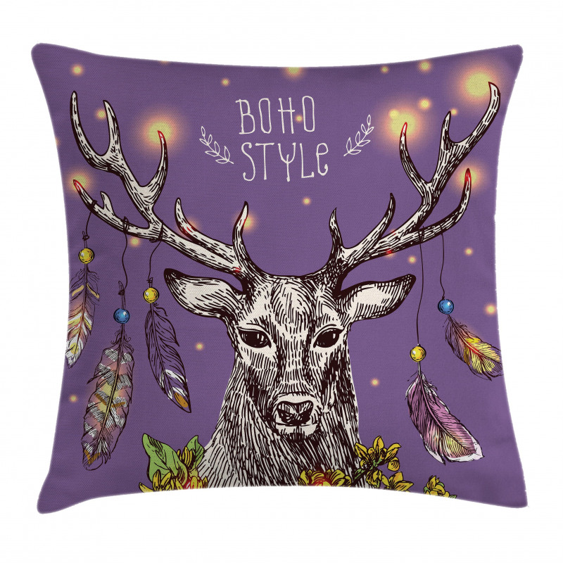 Wild Rein Deer Hand Drawn Pillow Cover