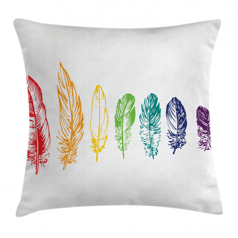 Rainbow Feathers Pillow Cover