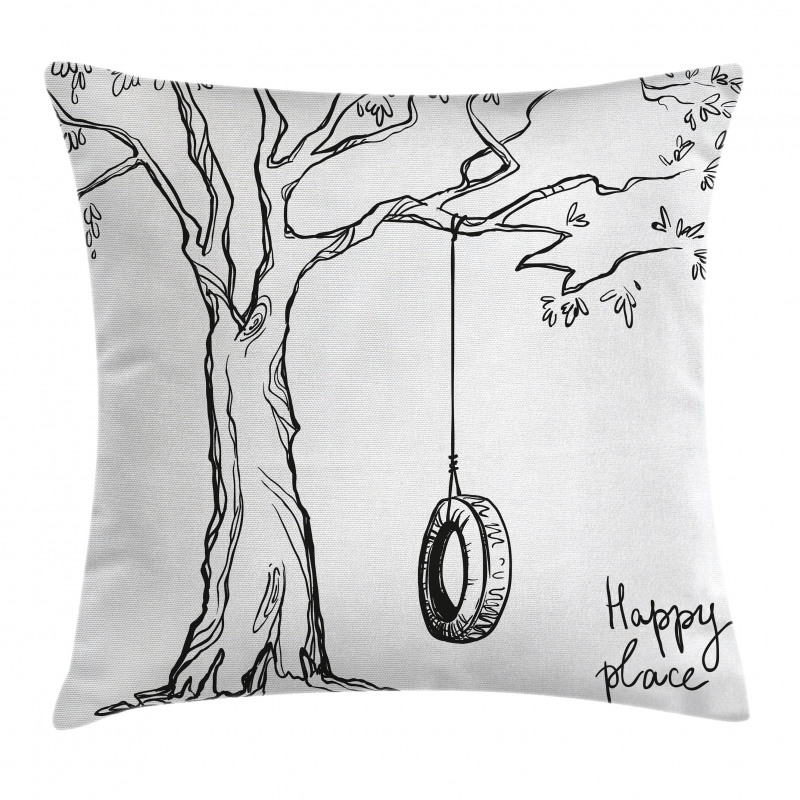 Happy Place Words Pillow Cover