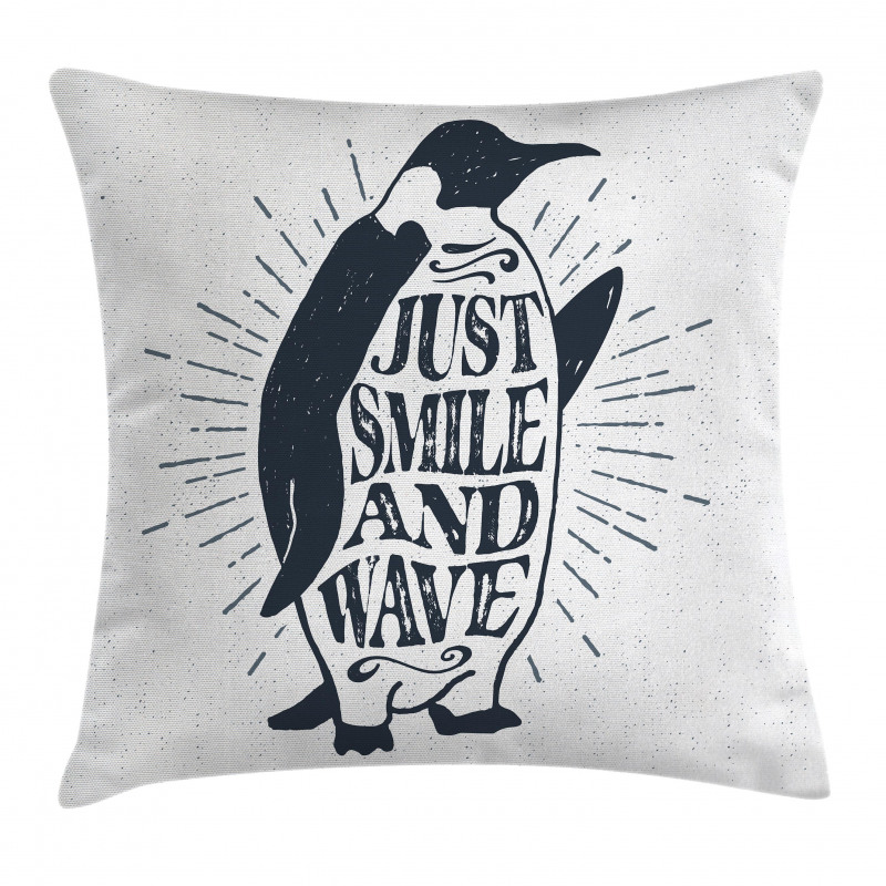 Penguin and Words Pillow Cover