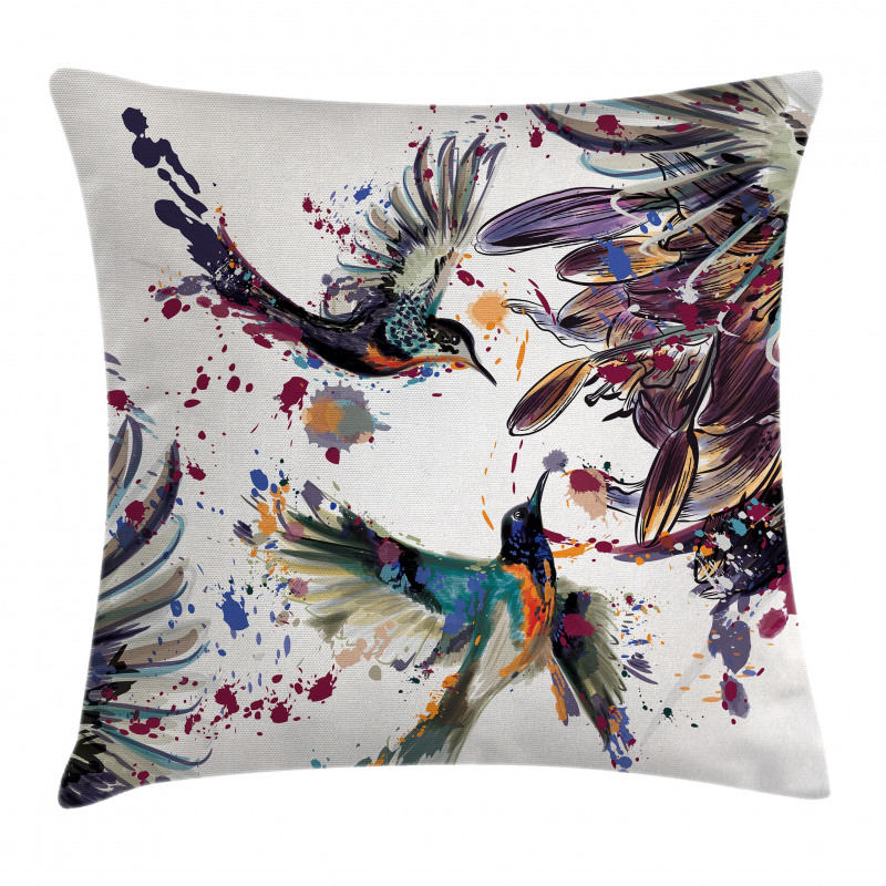 Lily Birds Watercolor Pillow Cover