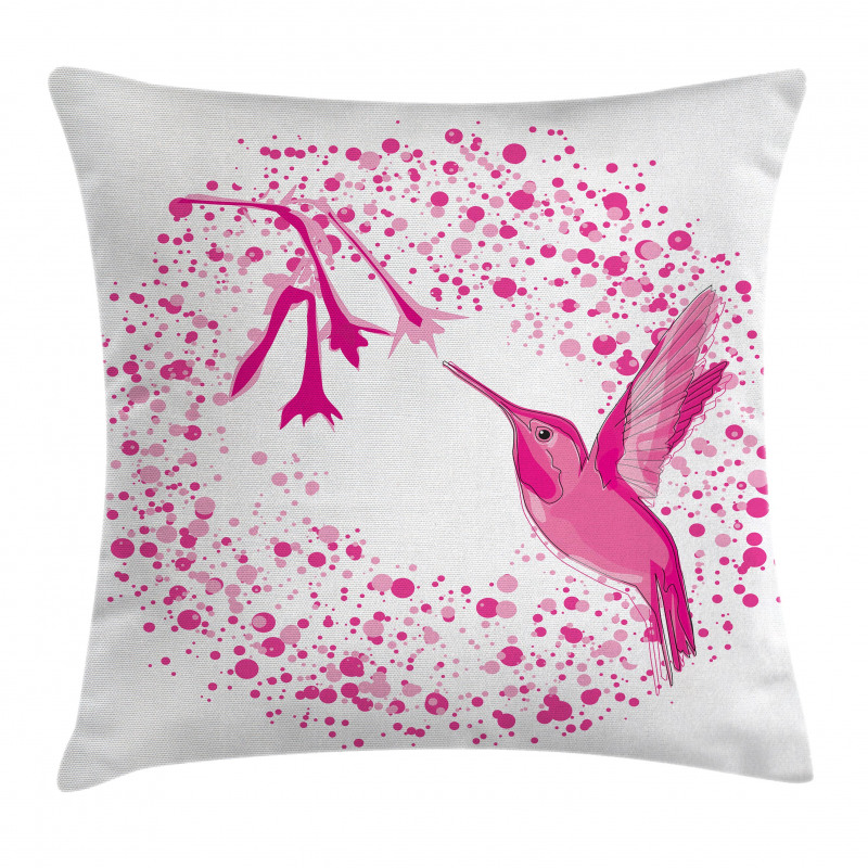 Hummingbird Flower Dots Pillow Cover
