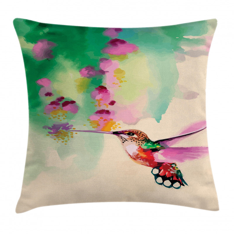 Colibri and Flowers Pillow Cover