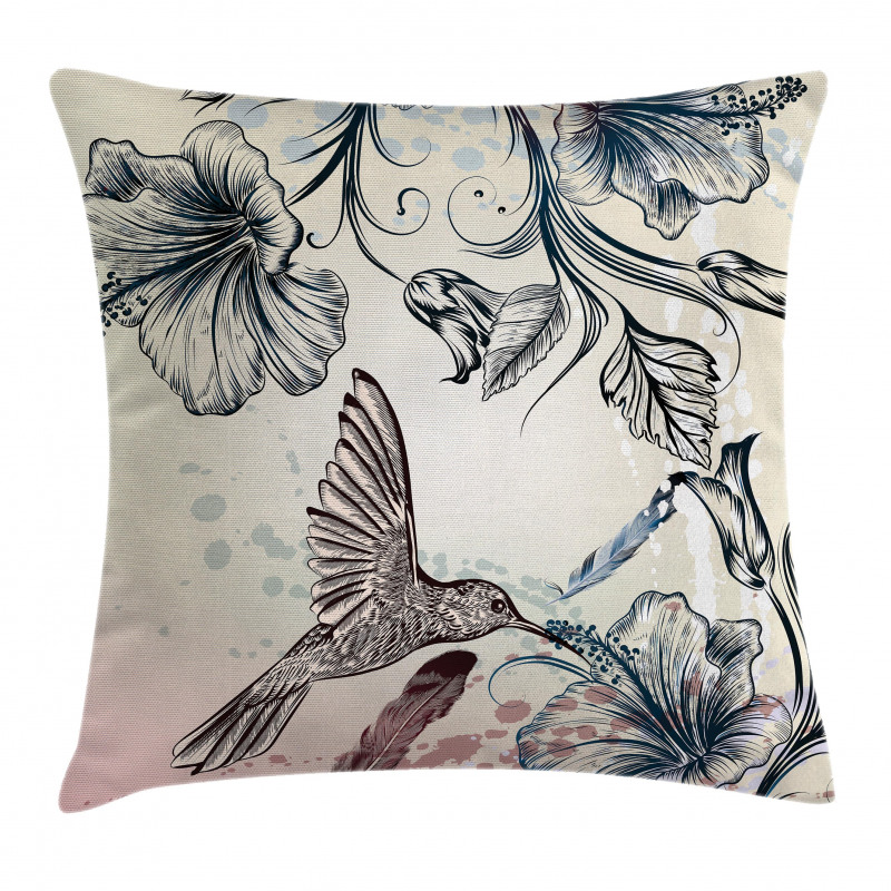Vintage Birds Flowers Pillow Cover