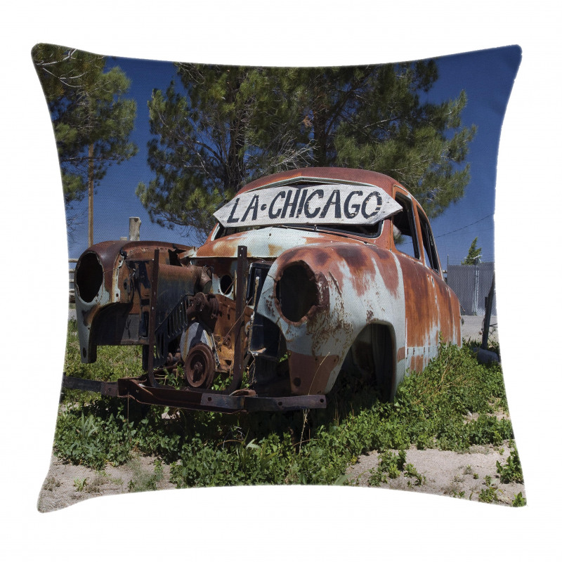 Old Abandoned Car USA Pillow Cover