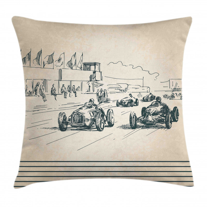 Racing Cars Sketchy Pillow Cover