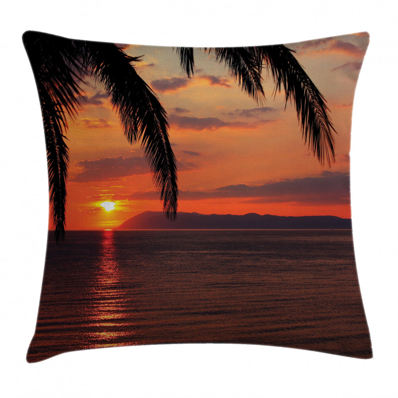 Sunrise on Sea and Palms Pillow Cover
