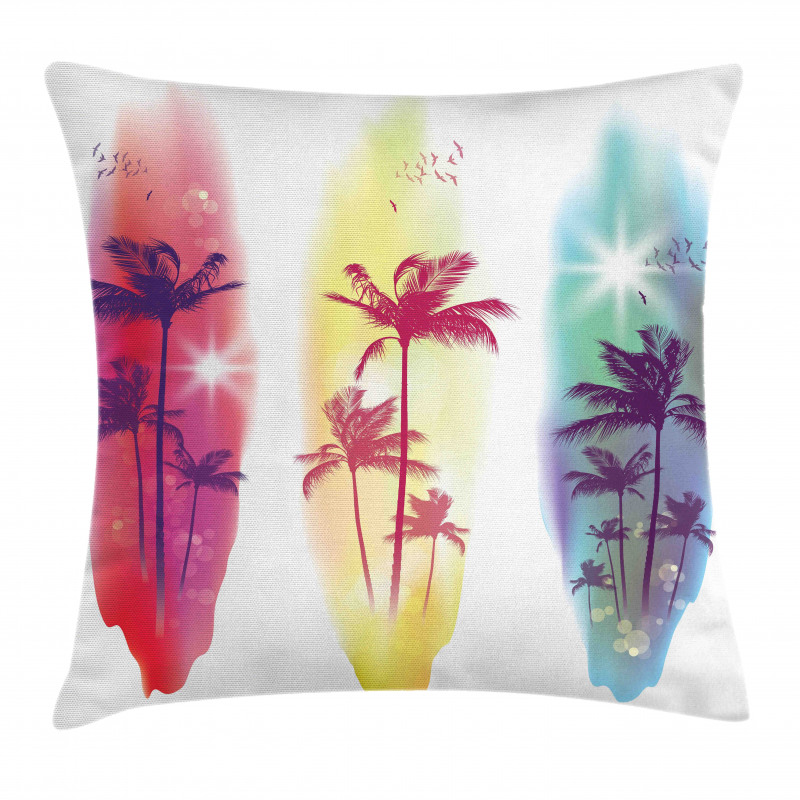 Palm Trees Seagulls Pillow Cover