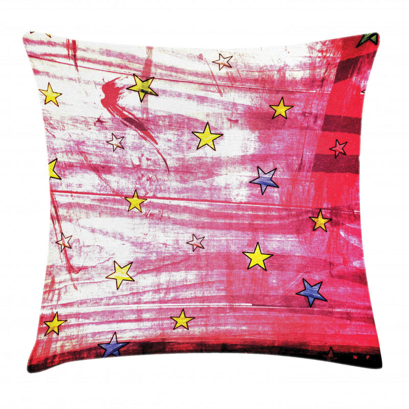 Red Grunge Celestial Pillow Cover