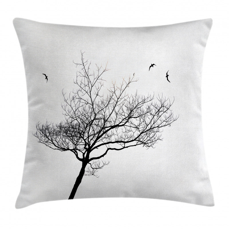 Tree Flying Birds Pillow Cover
