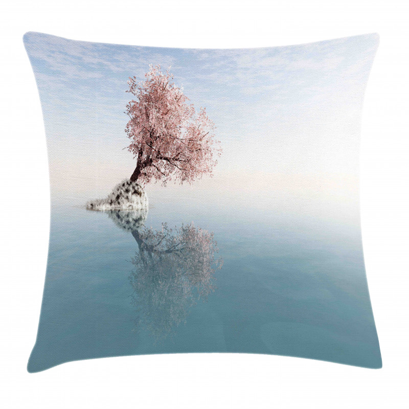 Lonely Tree in Water Pillow Cover