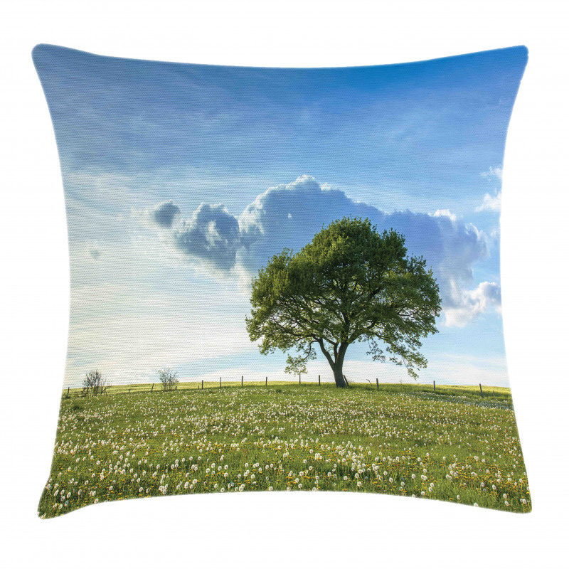 Tree on Field Summer Pillow Cover