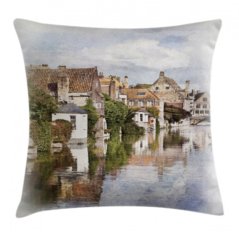 Brugge Canal View Pillow Cover