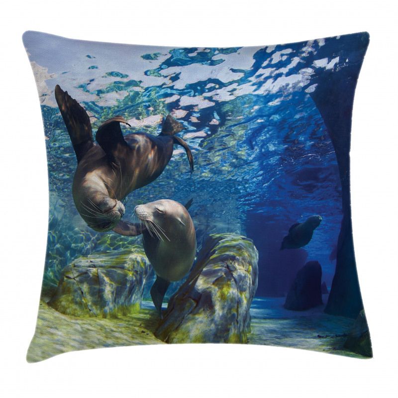 Playful Sea Lions Pillow Cover