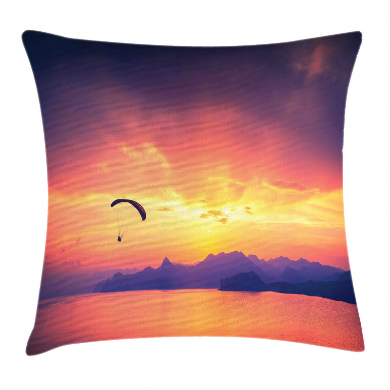 Paragliding at Sunset Pillow Cover