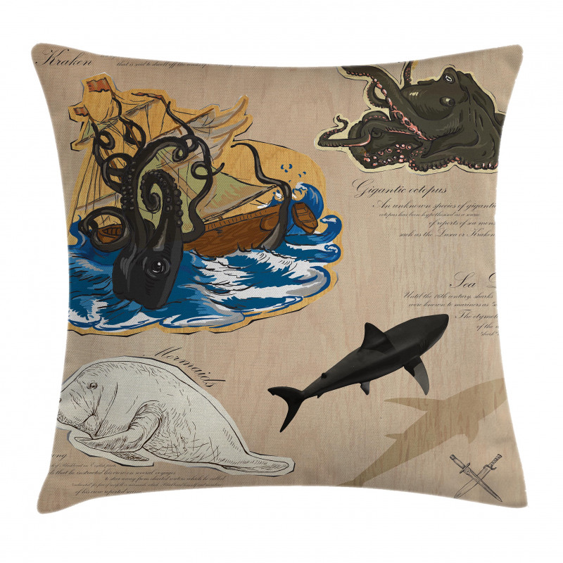 Sea Monsters Pirate Pillow Cover