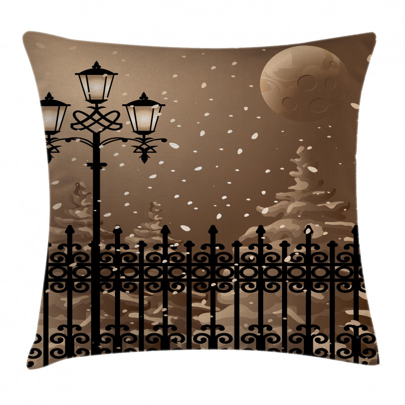 Snowy Moon Evening Pillow Cover