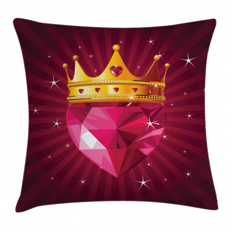 Pink Diamond Crown Art Pillow Cover