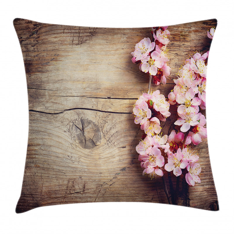 Spring Blossom on Wood Pillow Cover