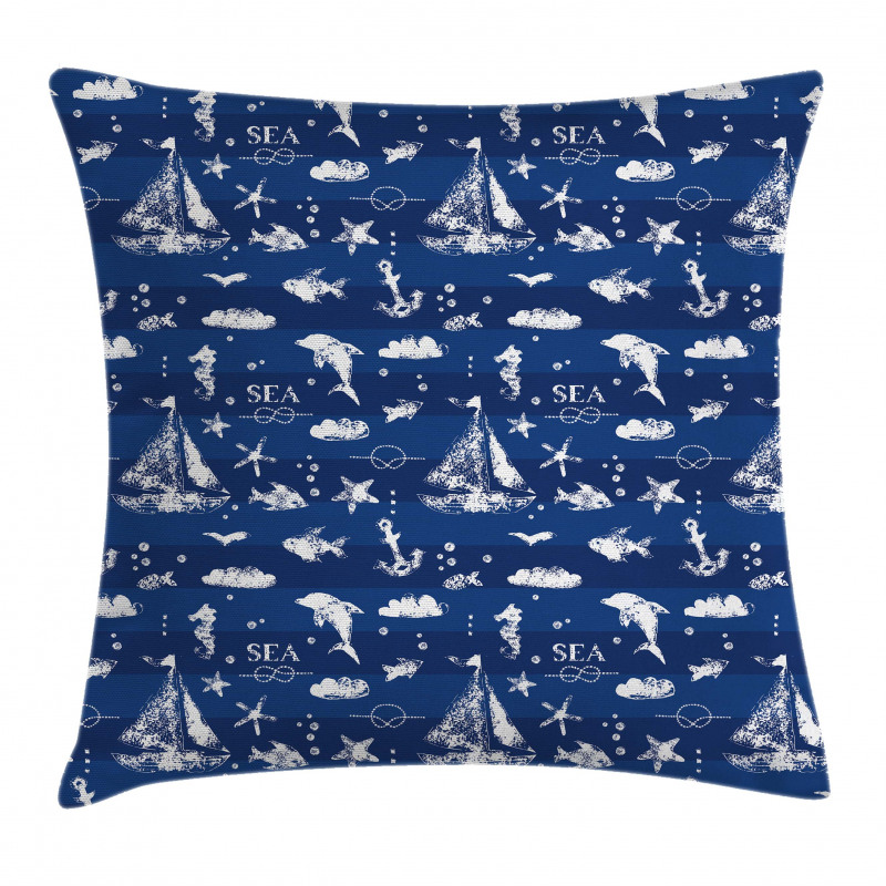 Grunge Anchor Ship Pillow Cover