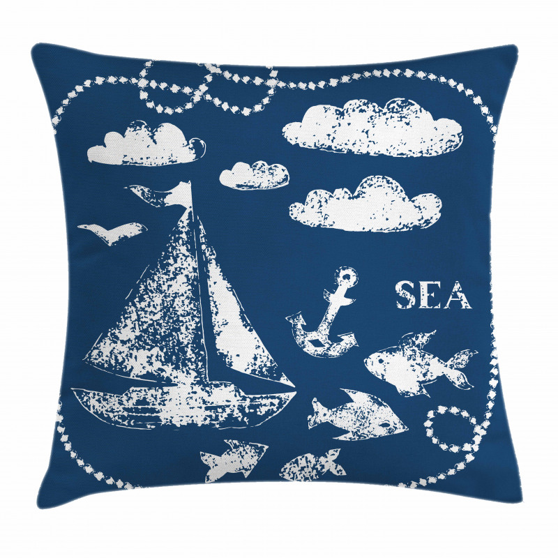 Boat Clouds Anchor Pillow Cover