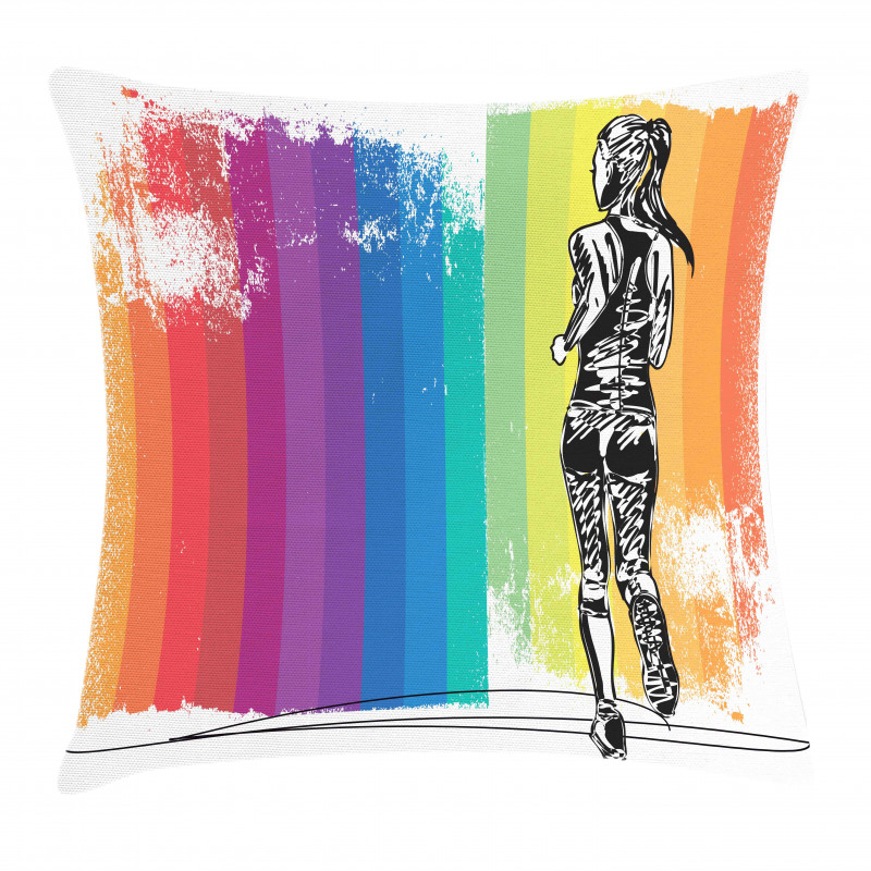 Marathon Runner Ombre Pillow Cover