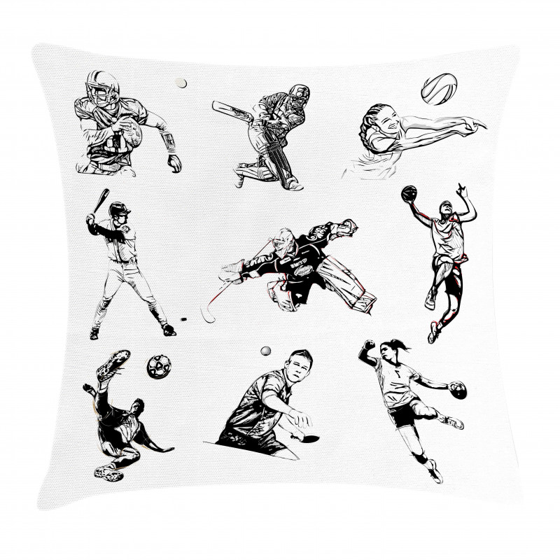 Sports Theme Sketch Pillow Cover