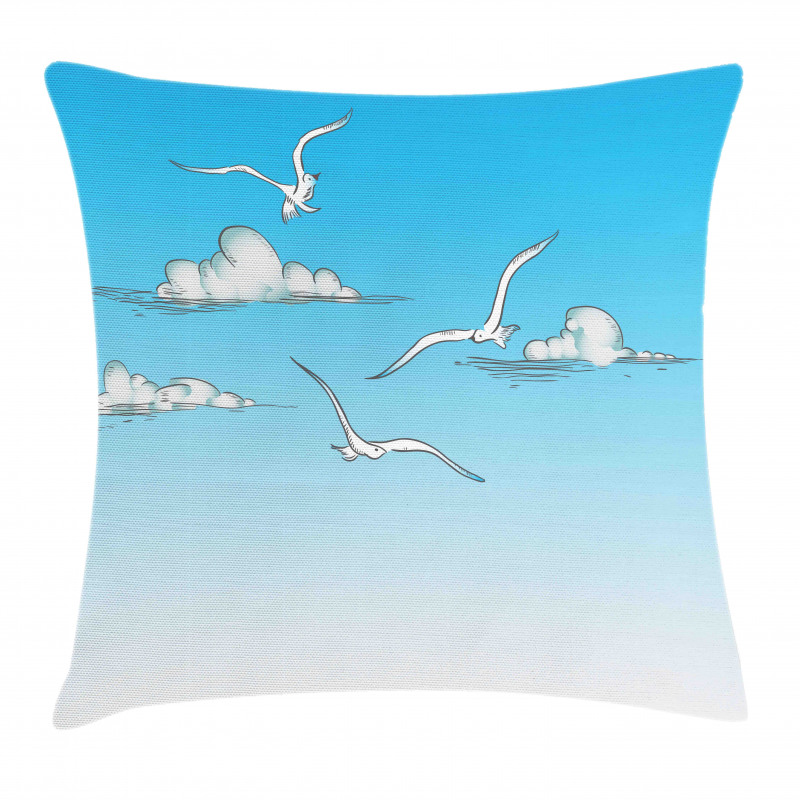 Seagulls Flying Ombre Sky Pillow Cover