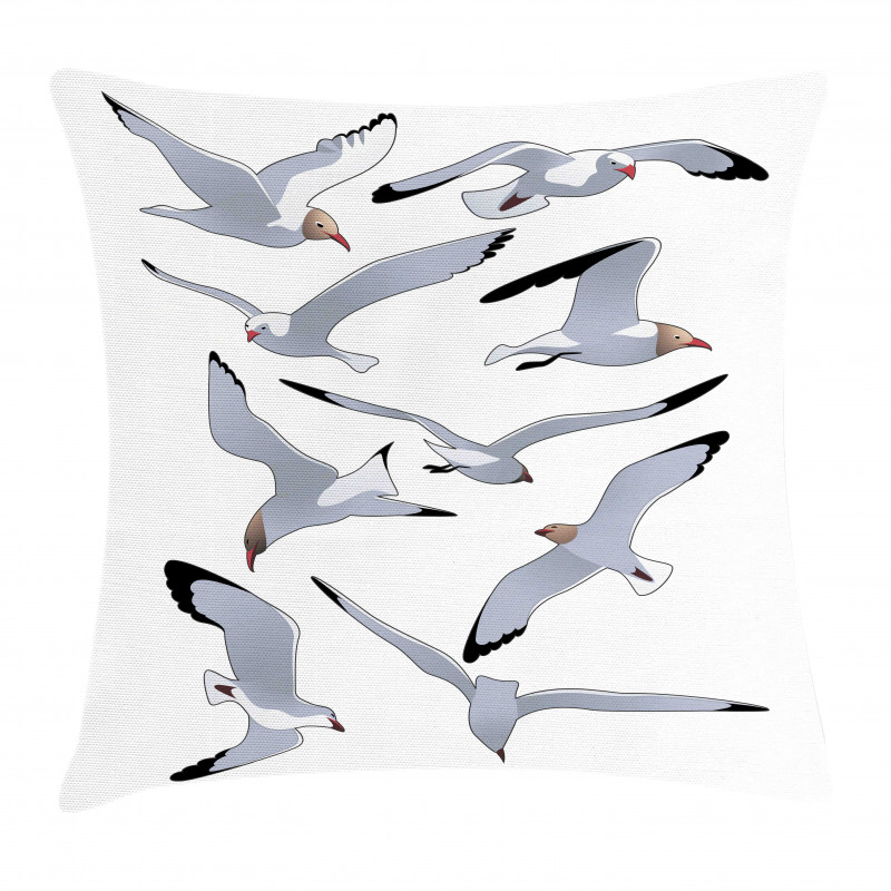 Flying Seagulls Cartoon Pillow Cover