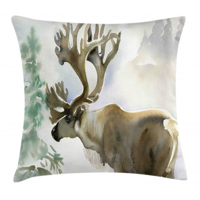 Winter Forest Paint Style Pillow Cover