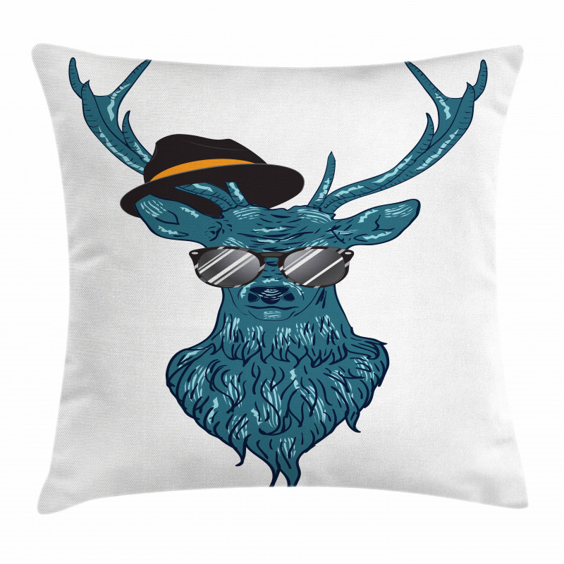 Teal Hipster Antler Print Pillow Cover