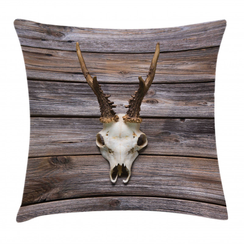Rustic Antlers on Wood Pillow Cover