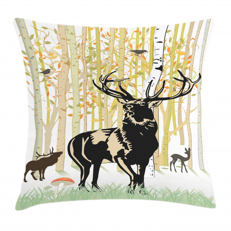 Autumn Forest Wild Animal Pillow Cover