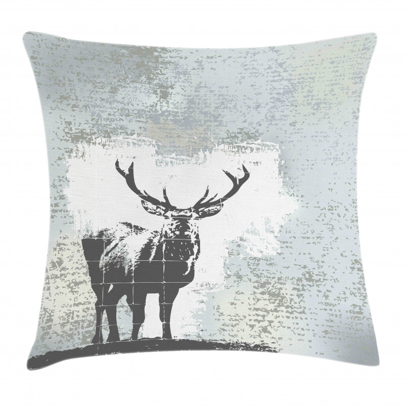 Stag Silhouette Grunge Pillow Cover
