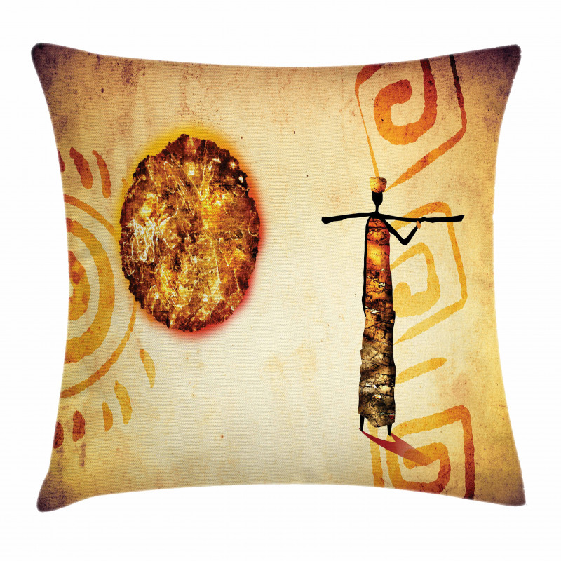 Brown Tribe Art Pillow Cover