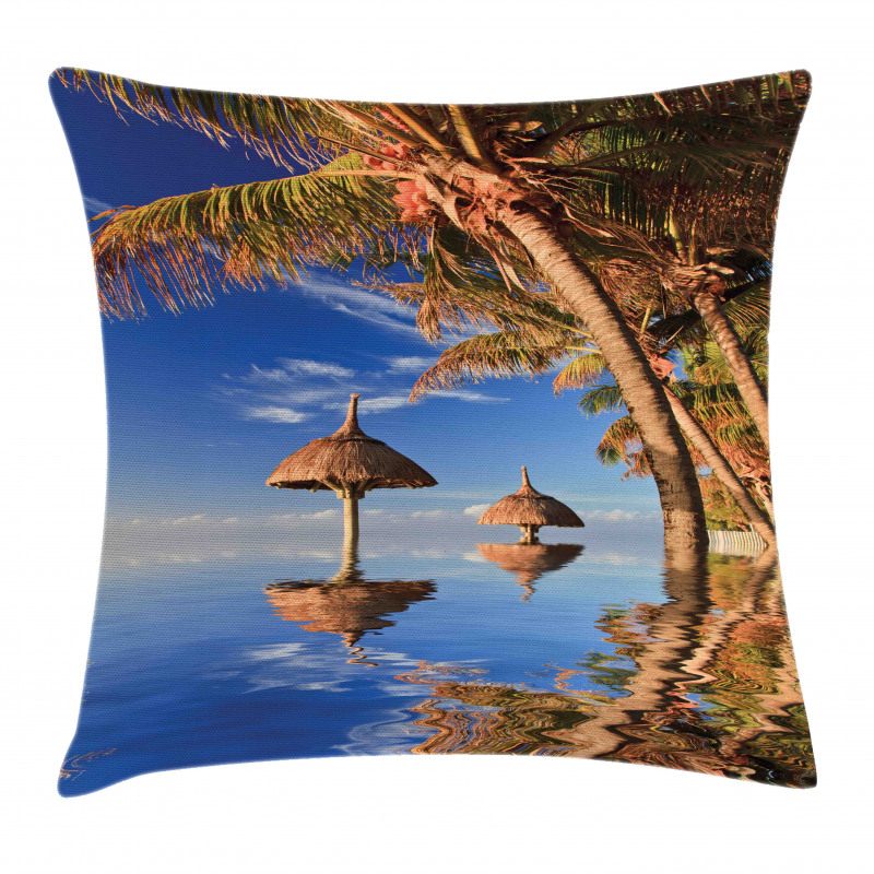 Palm Trees Calm Ocean Pillow Cover