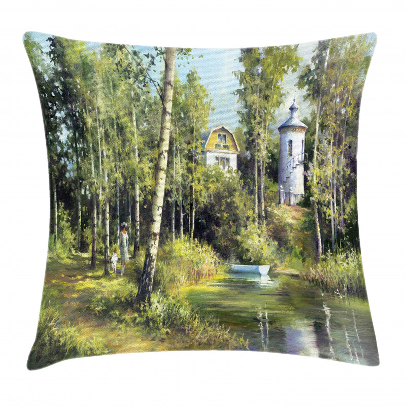 House in Forest Pillow Cover