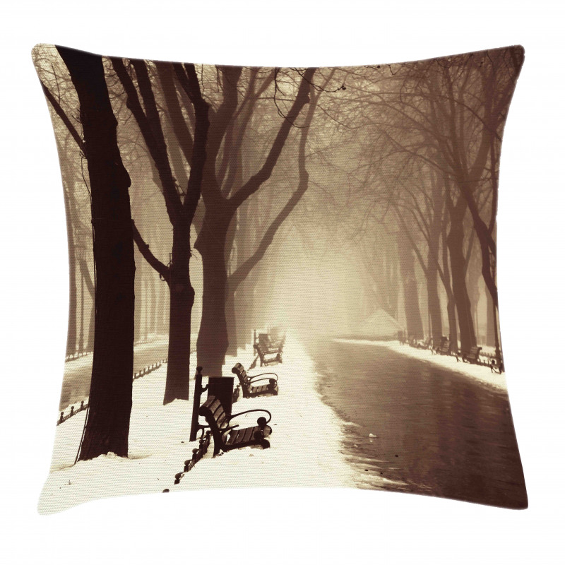 Street View Foggy Day Pillow Cover