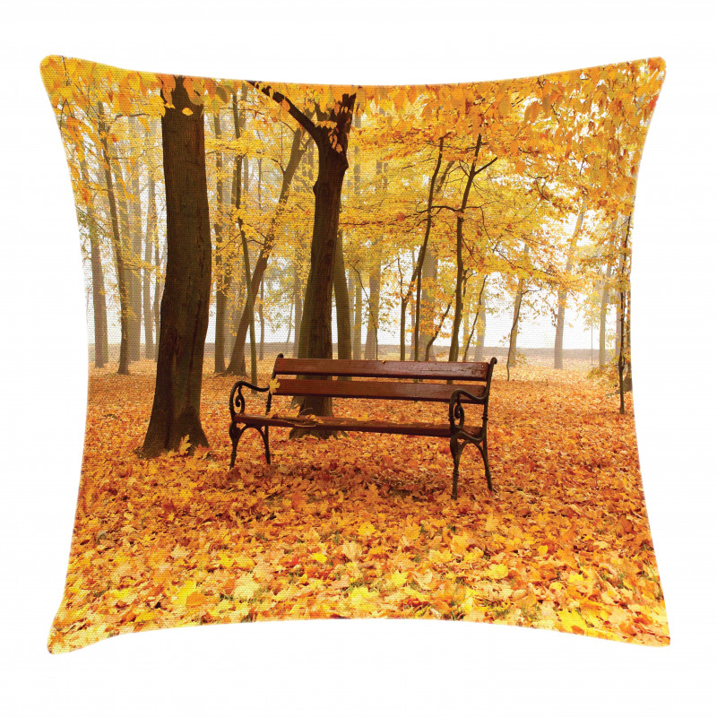 Misty Autumn Park Rustic Pillow Cover
